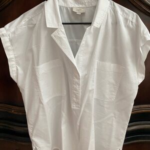 LOFT Crisp White Cap Sleeve Blouse
